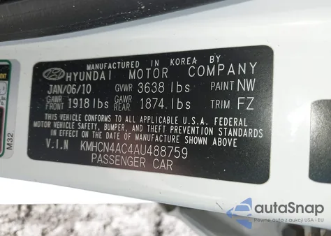 2010 Hyundai Accent Gls from USA, damaged, VIN KMHCN4AC4AU488759